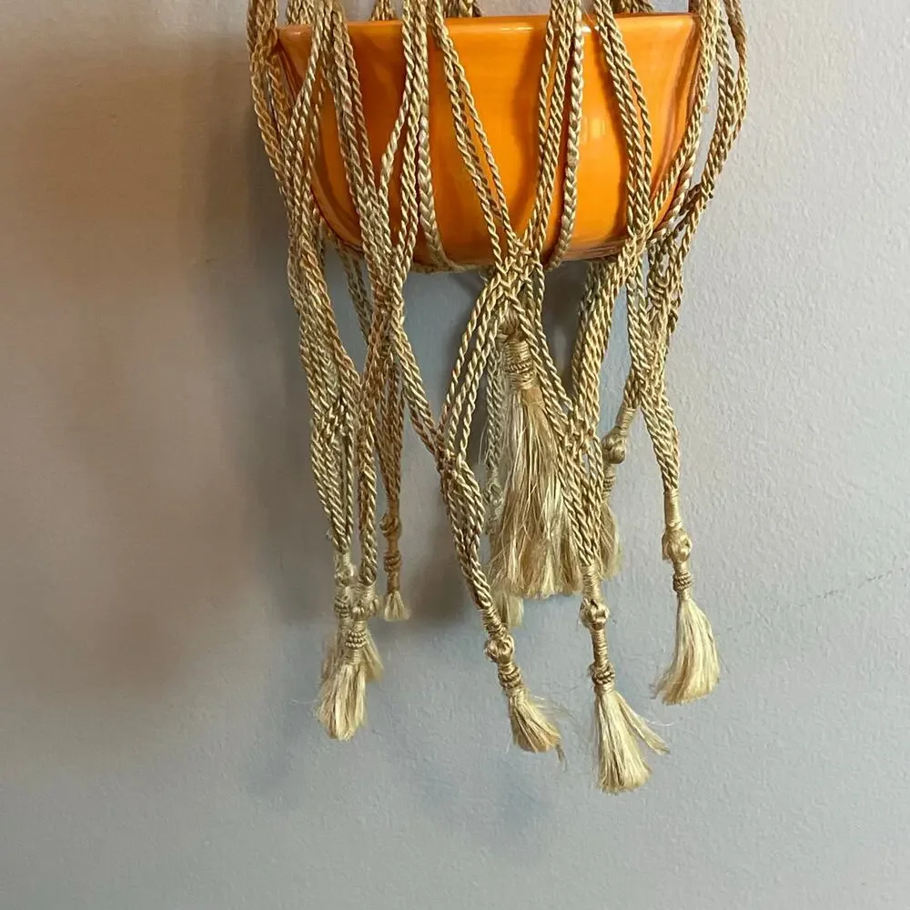 Vintage Bangladesh Hand-Made Macrame Plant Hanger 43” Boho Bohemian